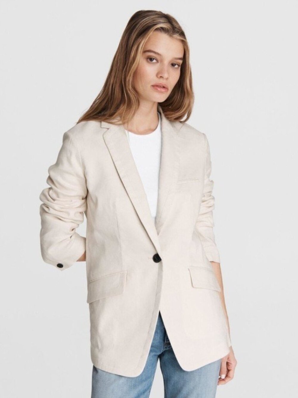 Rag & Bone Margot Linen Blazer in Light Dove